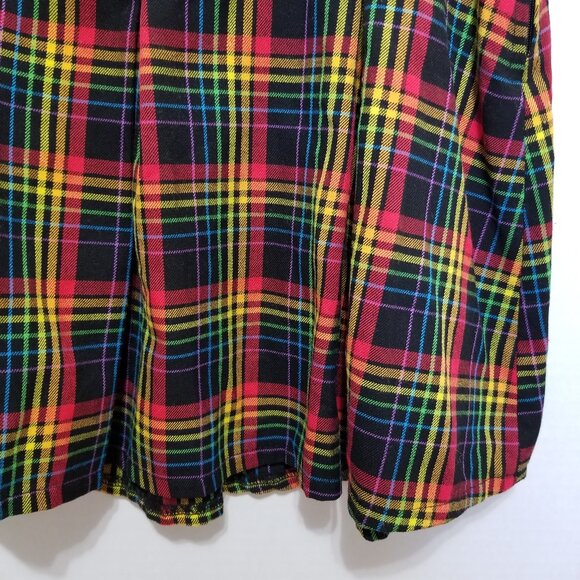 Hot Topic skirt Small Rainbow Plaid Double Buckle Pleated Pride schoolgirl mini - Picture 6 of 15